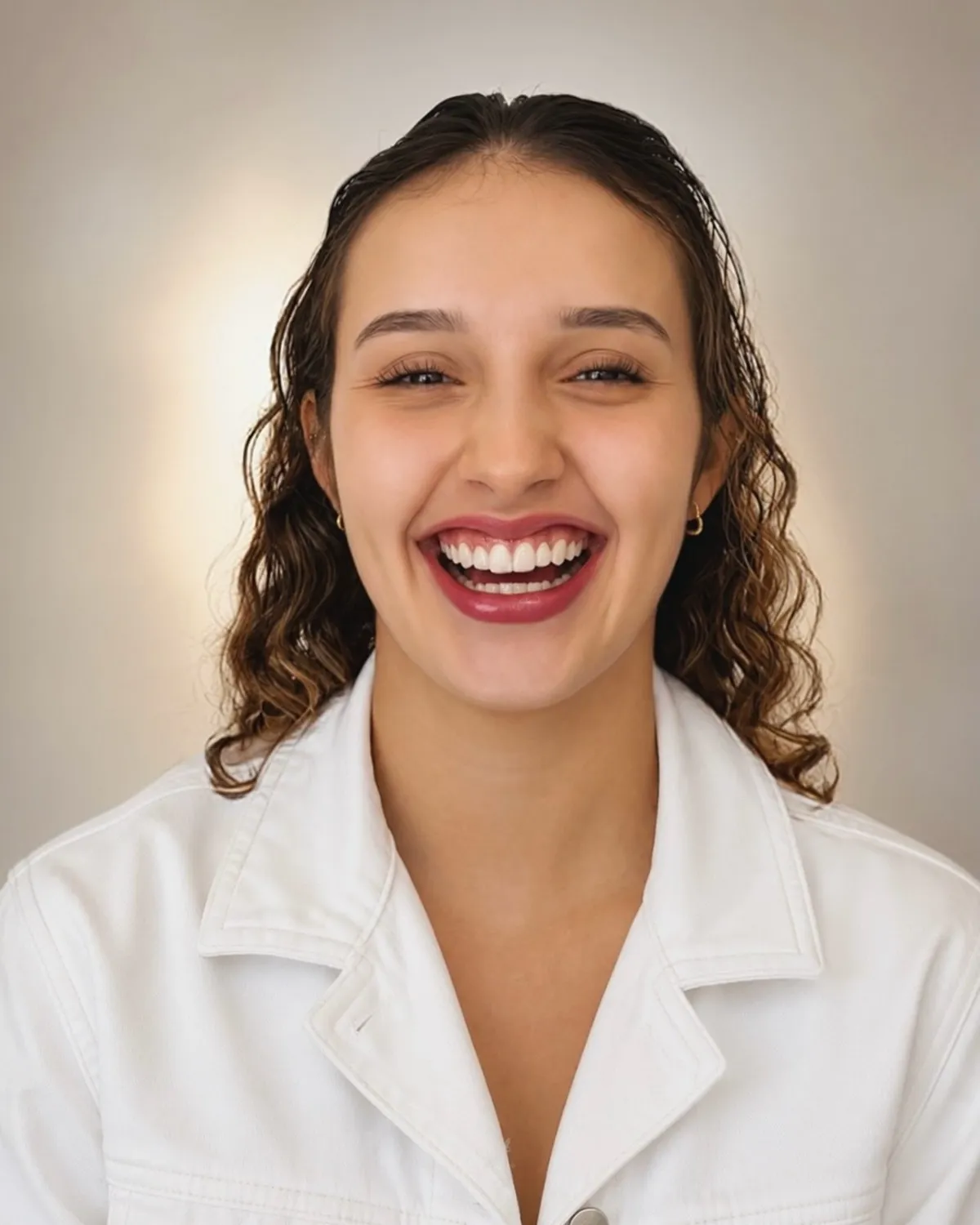 Paciente sorrindo após as facetas